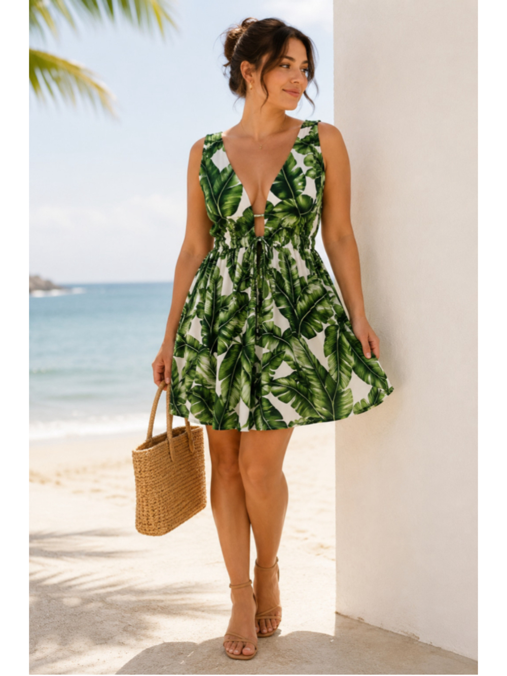 Show Me Your Mumu Sydney Cover Up Dress Frond Of You Palm Print Mini Size S